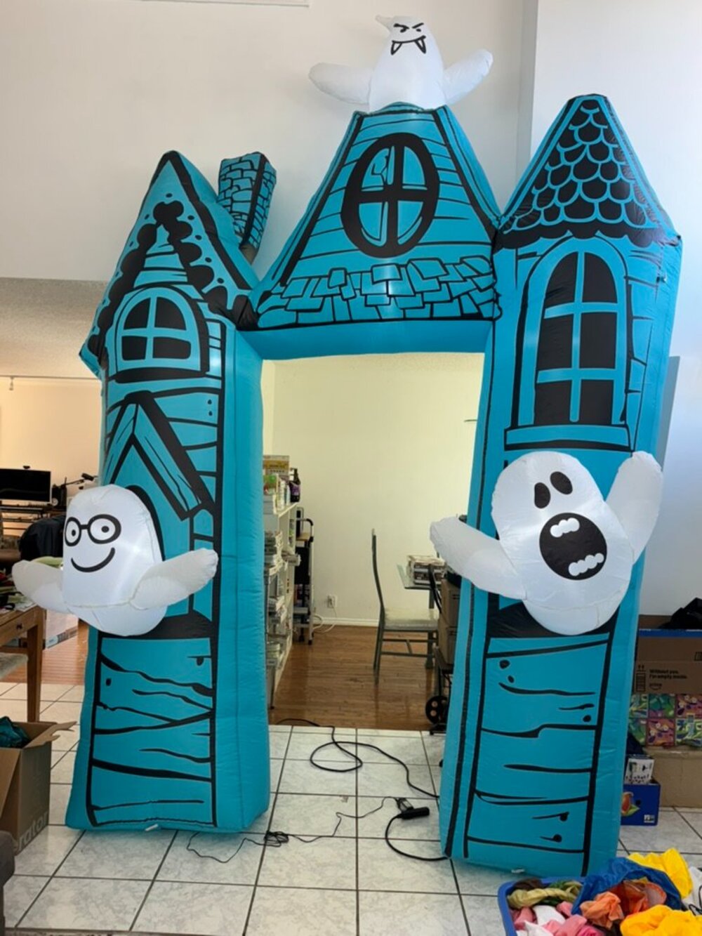 11.8ft GOOSH Halloween Inflatable Blue Castle Ghost Arch